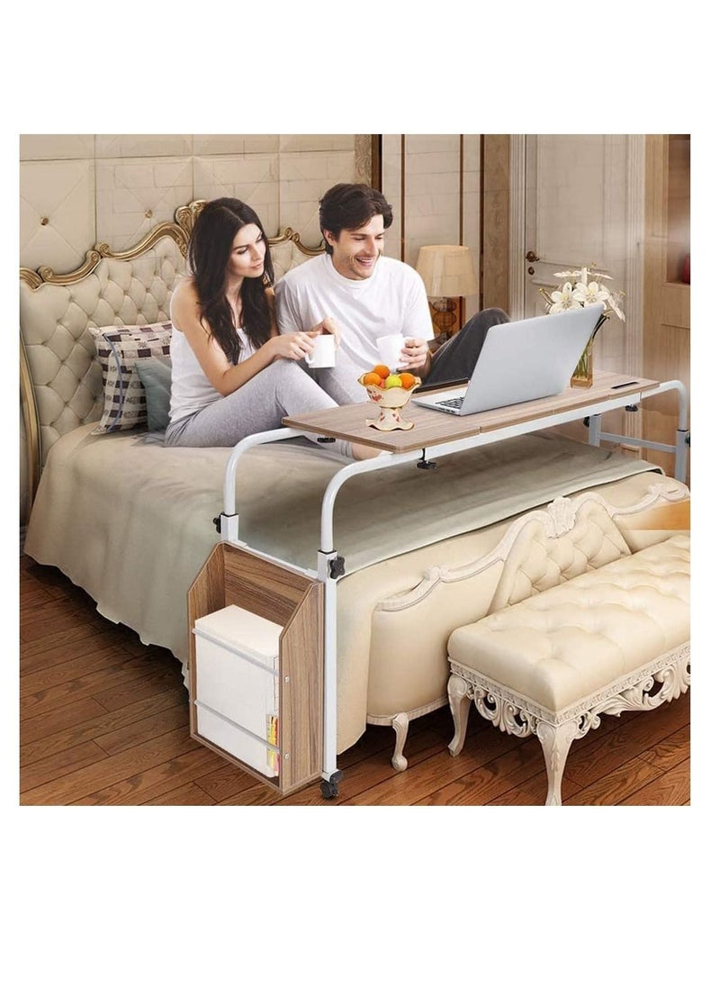 Generic - Bedside Table Mobile End Table Snack Side Table, Overbed Table Laptop Table Over Bed Table with Wheels, Adjustable Height and Length Computer Laptop Table for Hospital Home Office (209#2-Black) - Image 1