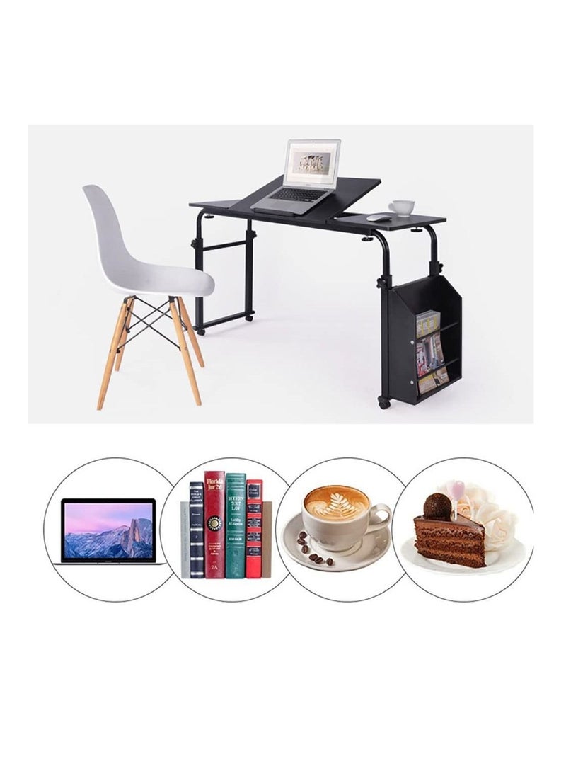 Generic - Bedside Table Mobile End Table Snack Side Table, Overbed Table Laptop Table Over Bed Table with Wheels, Adjustable Height and Length Computer Laptop Table for Hospital Home Office (209#2-Black) - Image 1