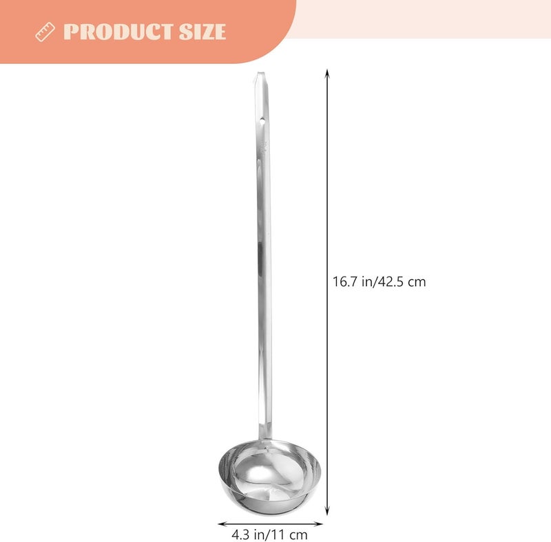 Stainless Steel Serving Spoon Long Handle 10oz 300cc Ladle with Hook Large Sauce and Soup Spoon Kitchen Utensil for Cooking and Dining - Image 2