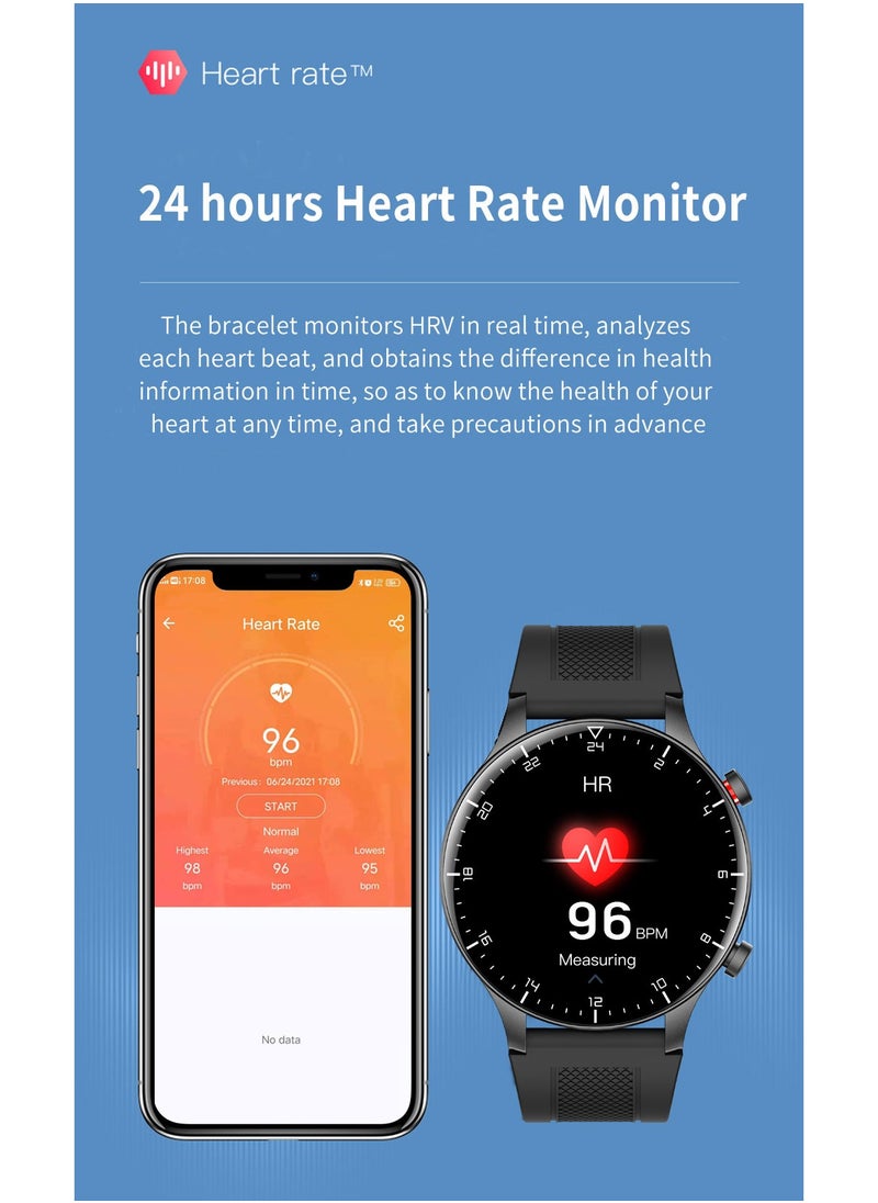 GW16T Pro Full Touch Screen Men Watches Smart Watch Man Heart Rate Monitor IP68 Waterproof Woman Smartwatch for IOS Android Black dial