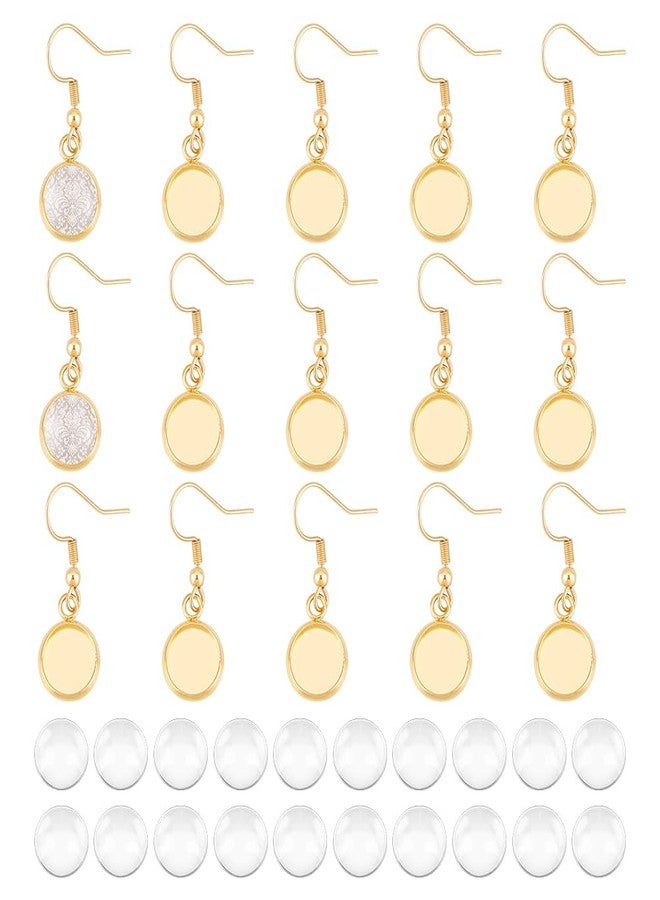 UNICRAFTALE مجموعة صنع أقراط دائرية مسطحة من الفولاذ المقاوم للصدأ 15 زوجًا من UNICRAFTALE، أقراط دائرية فارغة ذهبية، إعدادات كابوشون زجاجية شفافة، خطافات أذن مع كابوشون زجاجي لصنع المجوهرات بنفسك - Image 1