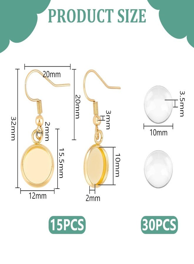 UNICRAFTALE مجموعة صنع أقراط دائرية مسطحة من الفولاذ المقاوم للصدأ 15 زوجًا من UNICRAFTALE، أقراط دائرية فارغة ذهبية، إعدادات كابوشون زجاجية شفافة، خطافات أذن مع كابوشون زجاجي لصنع المجوهرات بنفسك - Image 3