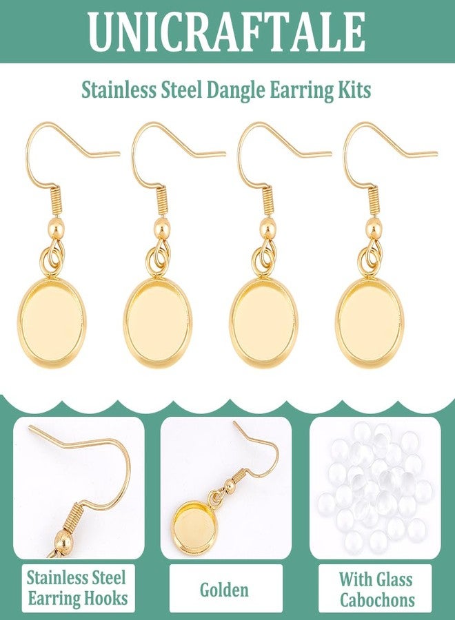 UNICRAFTALE مجموعة صنع أقراط دائرية مسطحة من الفولاذ المقاوم للصدأ 15 زوجًا من UNICRAFTALE، أقراط دائرية فارغة ذهبية، إعدادات كابوشون زجاجية شفافة، خطافات أذن مع كابوشون زجاجي لصنع المجوهرات بنفسك - Image 5