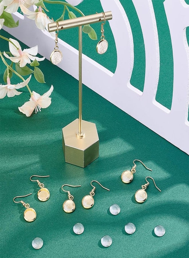 UNICRAFTALE مجموعة صنع أقراط دائرية مسطحة من الفولاذ المقاوم للصدأ 15 زوجًا من UNICRAFTALE، أقراط دائرية فارغة ذهبية، إعدادات كابوشون زجاجية شفافة، خطافات أذن مع كابوشون زجاجي لصنع المجوهرات بنفسك - Image 2