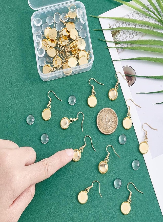 UNICRAFTALE مجموعة صنع أقراط دائرية مسطحة من الفولاذ المقاوم للصدأ 15 زوجًا من UNICRAFTALE، أقراط دائرية فارغة ذهبية، إعدادات كابوشون زجاجية شفافة، خطافات أذن مع كابوشون زجاجي لصنع المجوهرات بنفسك - Image 4