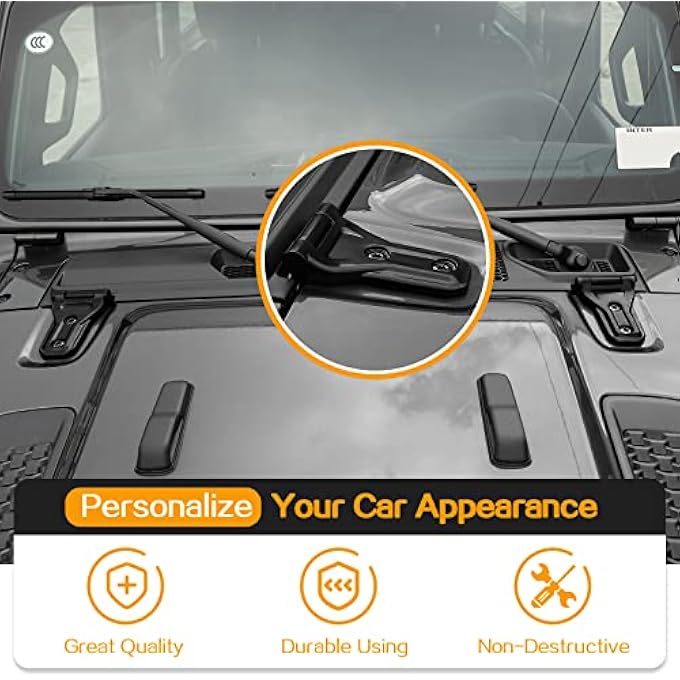 rayihni Engine Hood Hinge Cover Exterior Decoration Accessories Compatible With 20182022 Jeep Wrangler Jl Jlu  Gladiator Jt Matte Black - Image 5