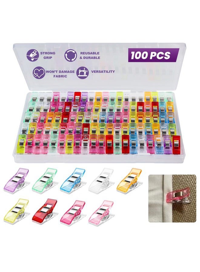 BOFOHO Sewing Clips for Fabric，100Pcs Multi-Colored Sewing Clips for Quilt,Sewing Quilting Accessories for Small-Scale Projects and Crafting Tools - Image 1
