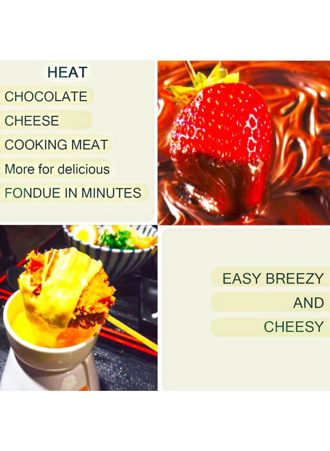 CORJEEJOR Fondue Pot Set with 4 Forks Ceramic Butter Warmer Set Premium Tea Light Porcelain Melting Pot for Chocolate Cheese Caramel - Image 4