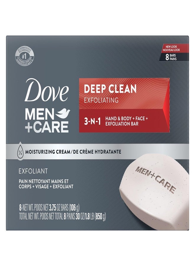 Dove Men+Care Men's Bar Soap Deep Clean 8 Bars More Moisturizing Than Bar Soap Effectively Washes Away Bacteria, Nourishes Your Skin 3.75 oz - Image 1