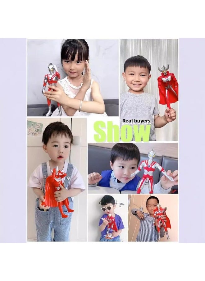 Generic - Ultraman Toy Doll Full Series Large Super Large Ultraman Telo Transfiguration Figure Suit Soft Glue Monster-Color:[weapon Set] Ultraman Taero Transformed Sound And Light [free Ultra Egg + Summon Card] Gift Box - Image 1