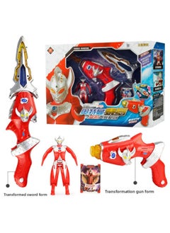 Ultraman Toy Doll Full Series Large Super Large Ultraman Telo Transfiguration Figure Suit Soft Glue Monster-Color:[weapon Set] Ultraman Taero Transformed Sound And Light [free Ultra Egg + Summon Card] Gift Box