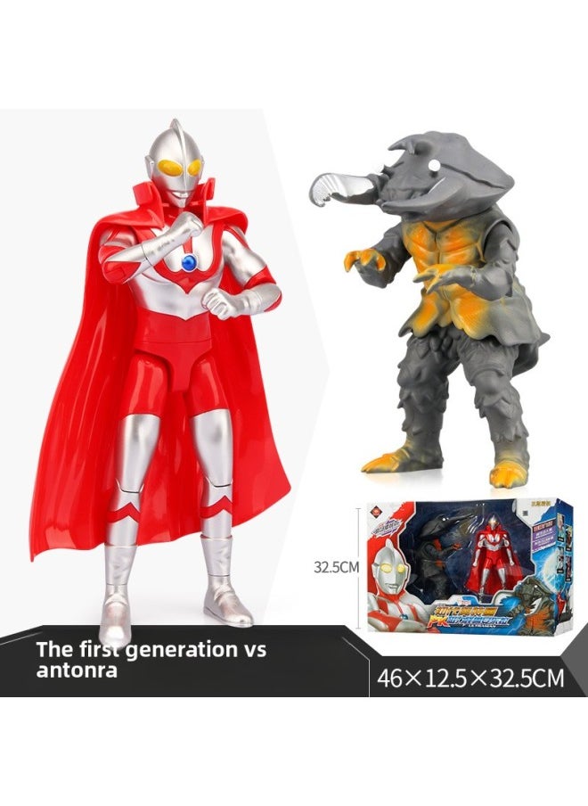 Generic - Ultraman Toy Doll Full Series Large Super Large Ultraman Telo Transfiguration Figure Suit Soft Glue Monster-Color:[weapon Set] Ultraman Taero Transformed Sound And Light [free Ultra Egg + Summon Card] Gift Box - Image 1