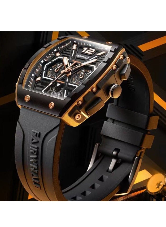 Mark Fairwhale - Mark Fairwhale New Luxury Multi-Hand Chronograph Rubber Strap Waterproof Watch - Image 1