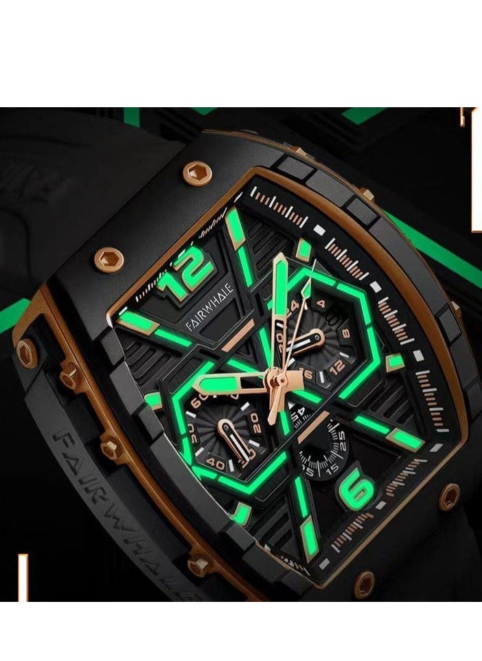 Mark Fairwhale - Mark Fairwhale New Luxury Multi-Hand Chronograph Rubber Strap Waterproof Watch - Image 1