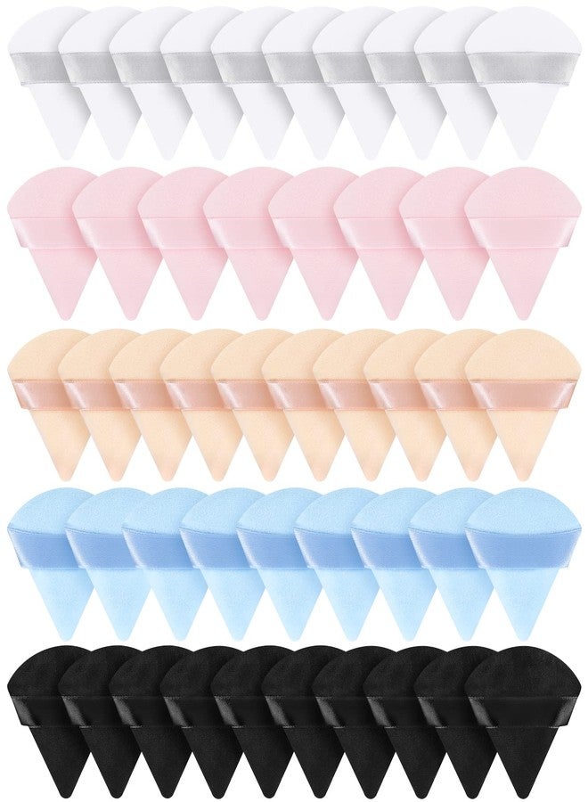 Suclain 48 Pcs Velour Triangle Powder Puff Soft Velour Makeup Puff for Face Powder Makeup Triangle Sponges for Wet and Dry Cosmetic Foundation Loose Mineral Body Makeup Tool(Bright Color) - Image 1