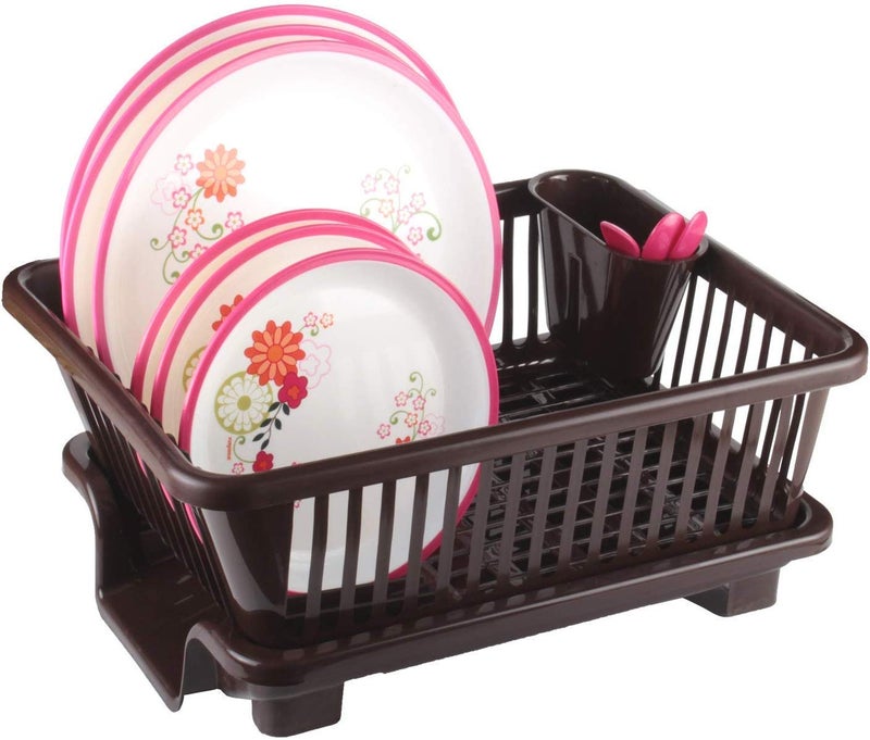 Clazkit 3 in 1 Large Durable Plastic Kitchen Sink Dish Rack Drainer Drying Rack Washing Basket with Tray for Kitchen, Dish Rack Organizers, Utensils Tools Cutlery (Color May Vary - Image 5