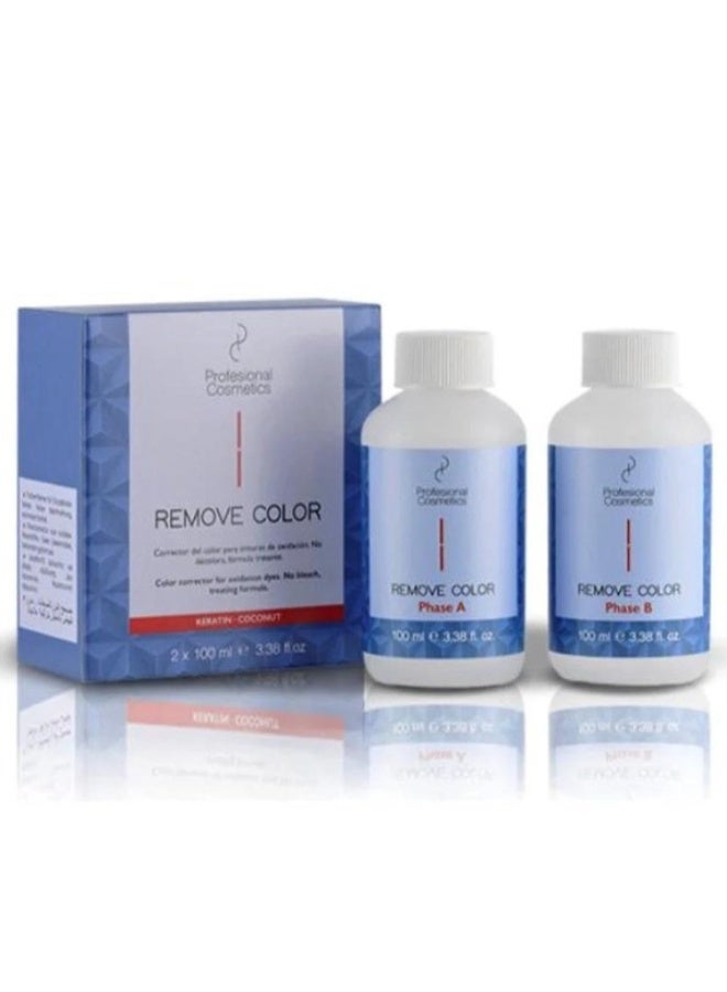 Profesional Cosmetics Hair dye remover kit for removing oxidized dyes in hair 2*100 ml - Image 1