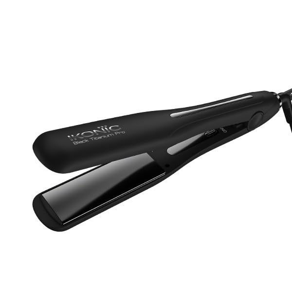 IKONIC Professional Black Titanium Pro Hair Straightner with 15 Inch Floating Titanium Plate and Digital Temperature Monitor - Image 1
