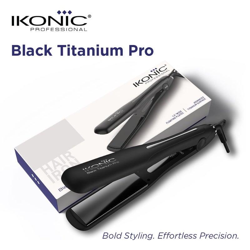 IKONIC Professional Black Titanium Pro Hair Straightner with 15 Inch Floating Titanium Plate and Digital Temperature Monitor - Image 2
