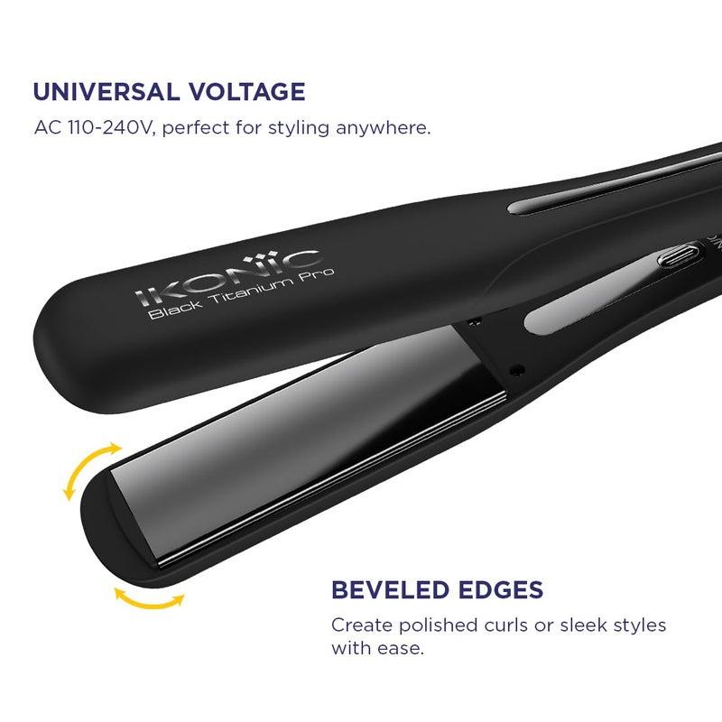 IKONIC Professional Black Titanium Pro Hair Straightner with 15 Inch Floating Titanium Plate and Digital Temperature Monitor - Image 5