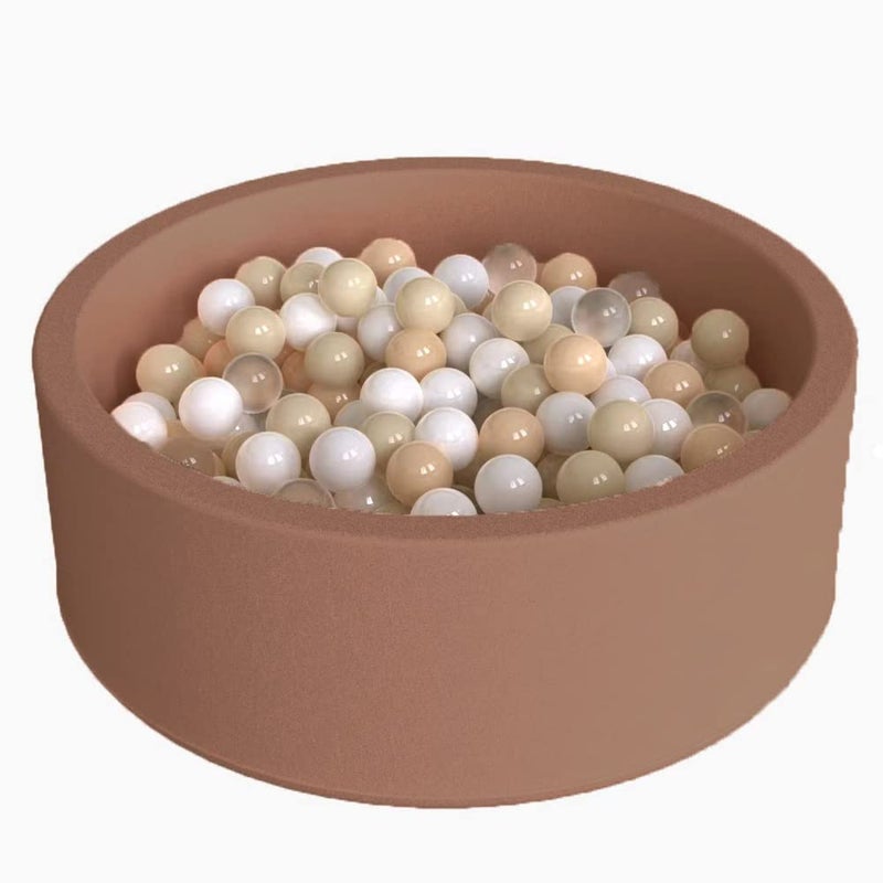 Wonder Space Deluxe Kids Round Ball Pit Premium Handmade Kiddie Balls Pool Soft Indoor Outdoor Nursery Baby Playpen Ideal Gift Play Toy for Children Toddler Infant Boys and Girls Brown - Image 3