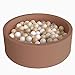 Wonder Space Deluxe Kids Round Ball Pit Premium Handmade Kiddie Balls Pool Soft Indoor Outdoor Nursery Baby Playpen Ideal Gift Play Toy for Children Toddler Infant Boys and Girls Brown - Image 2