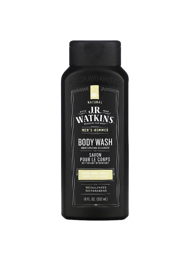 J.R.WATKINS J R Watkins, Men's Body Wash, Sandalwood Vanilla, 18 fl oz (532 ml)  - Image 1