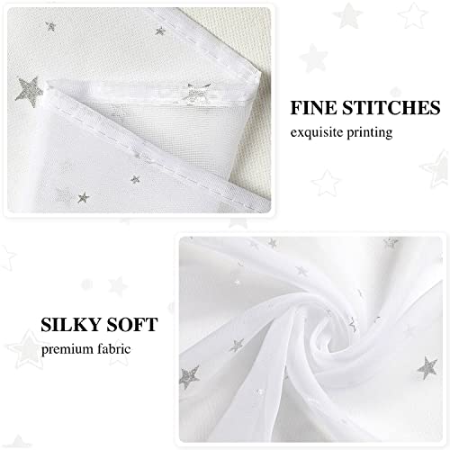 WUBODTI White Sheer Star Curtains 84 Inches Long 2 Panel Sets, Kids Room Semi Sheer Voile Tulle Curtains Rod Pocket Glitter Starry Gauze Space Window Drapes for Living Room Girls Bedroom Nursery - Image 5