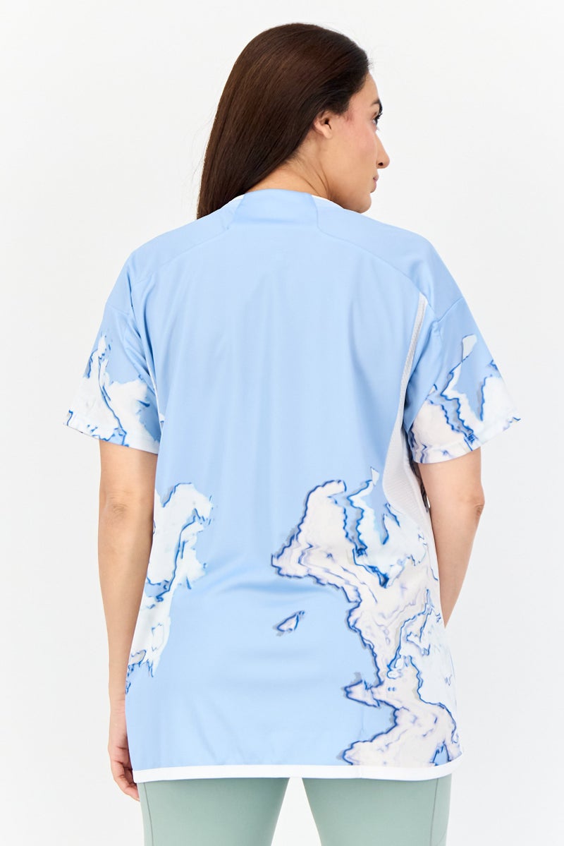 Adidas Women Regular Fit Embroidered Logo Belgium 23 Away Football Jersey, Light Blue - Image 2