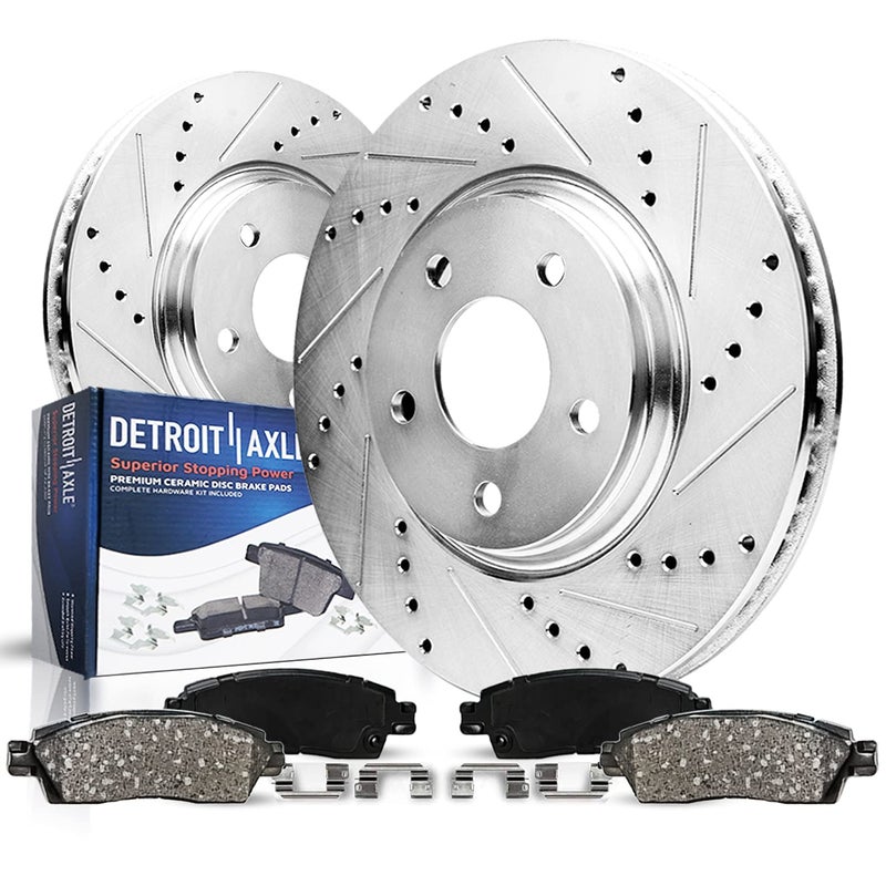 Front Disc Brake Rotors + Brake Pads Kit for 2013 - 2015 2016 2017