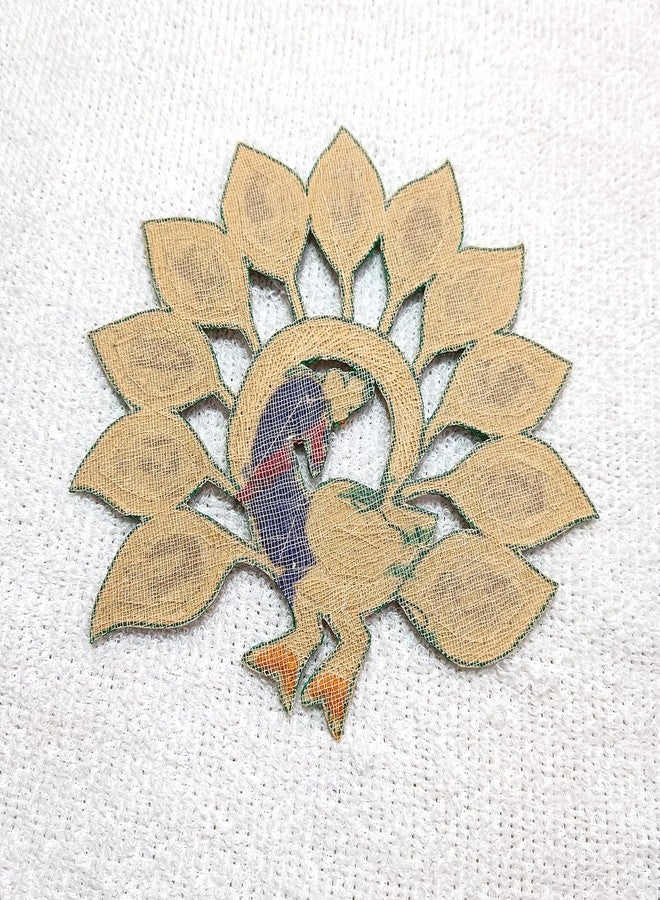 Lovetholy رقعة تطريز زردوزي بتصميم ريش الطاووس مقاس 12.5 × 14 سم، قابلة للخياطة، لتزيين الملابس والبلوزات والفساتين والسترات والساري (قطعة واحدة) - Image 5
