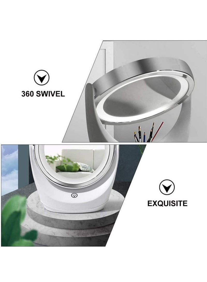 Loquat Makeup Mirror with LED Lights 5x Magnifying Lighted Desktop Vanity Mirror 360 Degree Rotating Arm Double Sided Vanity Mirror Touch Screen Switch Mirror with Smart Fill Light for Vanity and Travel - Image 2