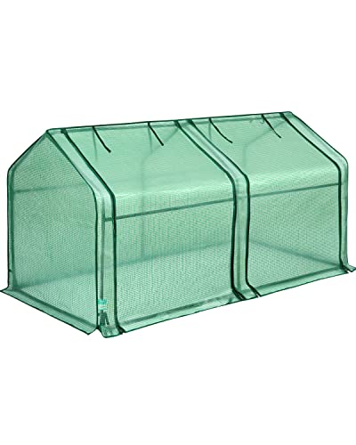 Quictent Portable Mini Cloche Greenhouse w Elevated Bottom Rollup Zippered Window Waterproof UVResistant Hot House for Indoor Outdoor Gaden Plus 50 TShaped Plant Tag 71 x 36 x 36 Green