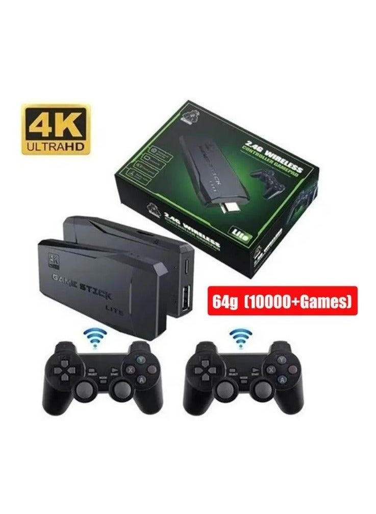 4K HD video game console, dual 2.4G wireless controllers, plug-and-play video game stick, built-in 10,000 games, retro handheld game console - Image 1