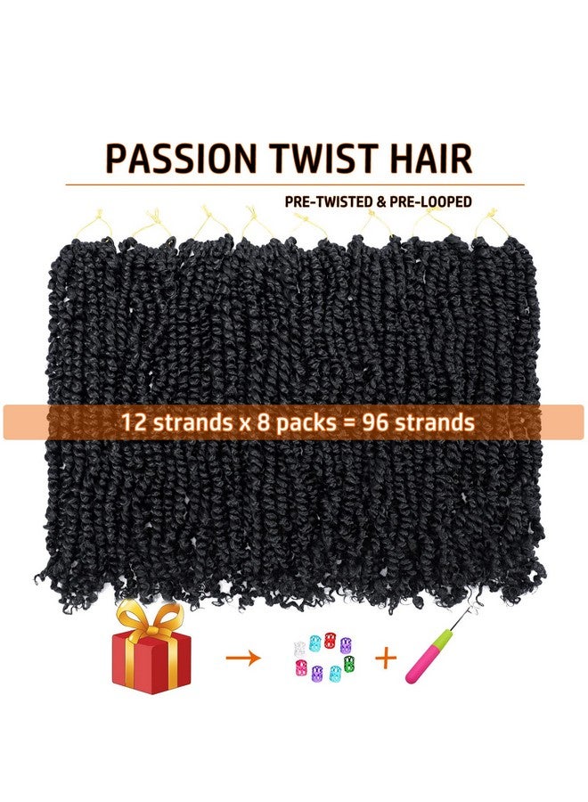 Dorsanee Passion Twist Hair 18 Inch Pre-twisted Passion Twist Crochet Hair for Women Pre-looped Water Wave Crochet Braids Bohemian Curly Crochet Hair Synthetic Hair Extensions 8 packs 1B - Image 2
