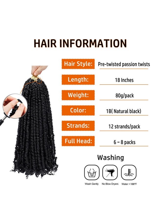 Dorsanee Passion Twist Hair 18 Inch Pre-twisted Passion Twist Crochet Hair for Women Pre-looped Water Wave Crochet Braids Bohemian Curly Crochet Hair Synthetic Hair Extensions 8 packs 1B - Image 3