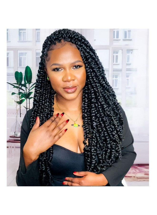 Dorsanee Passion Twist Hair 18 Inch Pre-twisted Passion Twist Crochet Hair for Women Pre-looped Water Wave Crochet Braids Bohemian Curly Crochet Hair Synthetic Hair Extensions 8 packs 1B - Image 1