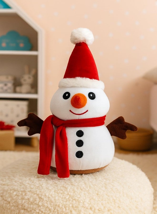 جلانس لعبة رجل الثلج القطيفة من Glance، حيوان محشو، وسادة لعيد الميلاد، ألعاب ناعمة لتزيين عيد الميلاد، 35 سم (35 سم، رجل الثلج) - Image 1