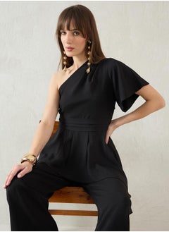 Femmella One Shoulder Asymmetric Hem Top and Pants Co-Ords by Styli  - Image 2