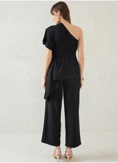 Femmella One Shoulder Asymmetric Hem Top and Pants Co-Ords by Styli  - Image 3