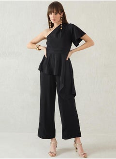 Femmella One Shoulder Asymmetric Hem Top and Pants Co-Ords by Styli  - Image 4