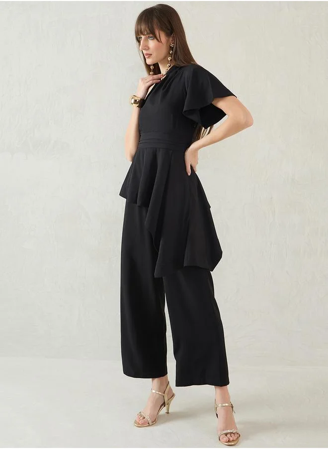 فيميلا One Shoulder Asymmetric Hem Top and Pants Co-Ords by Styli