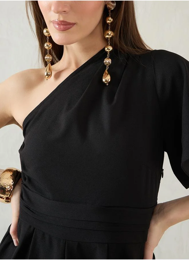 فيميلا One Shoulder Asymmetric Hem Top and Pants Co-Ords by Styli