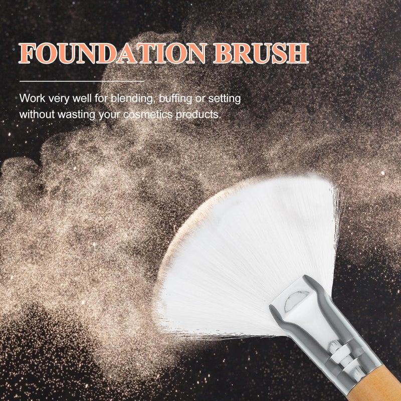 2 Pcs Soft Bristle Face Makeup Brushes For Loose Powder Setting Powder Short Handle Wood Style - Image 4