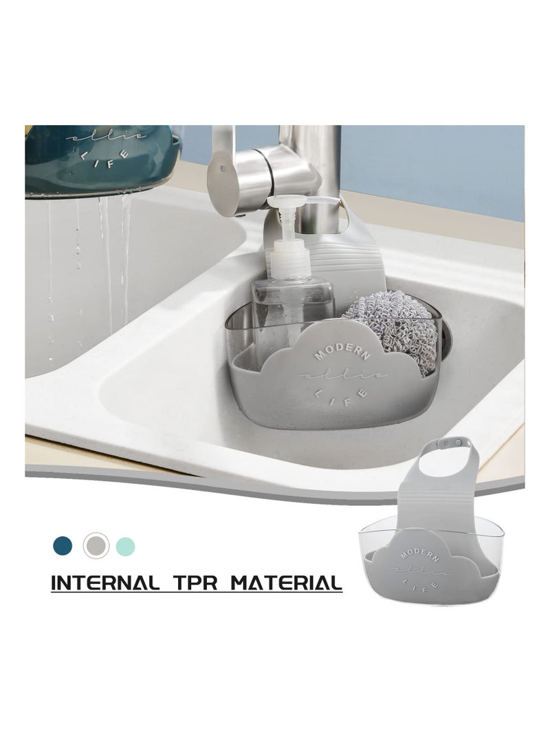 SYOSI Sponge Holder Sink Caddy, SYOSI Sink Storage Filter Rack for Kitchen Organization with 30 Pieces Disposable Mesh Sink Strainer Bags, Hanging Kitchen Adjustable Strap Faucet Caddy (2 Pack, Grey) - Image 2