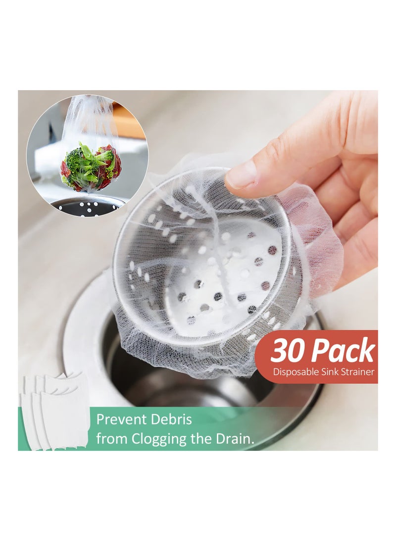 SYOSI Sponge Holder Sink Caddy, SYOSI Sink Storage Filter Rack for Kitchen Organization with 30 Pieces Disposable Mesh Sink Strainer Bags, Hanging Kitchen Adjustable Strap Faucet Caddy (2 Pack, Grey) - Image 3