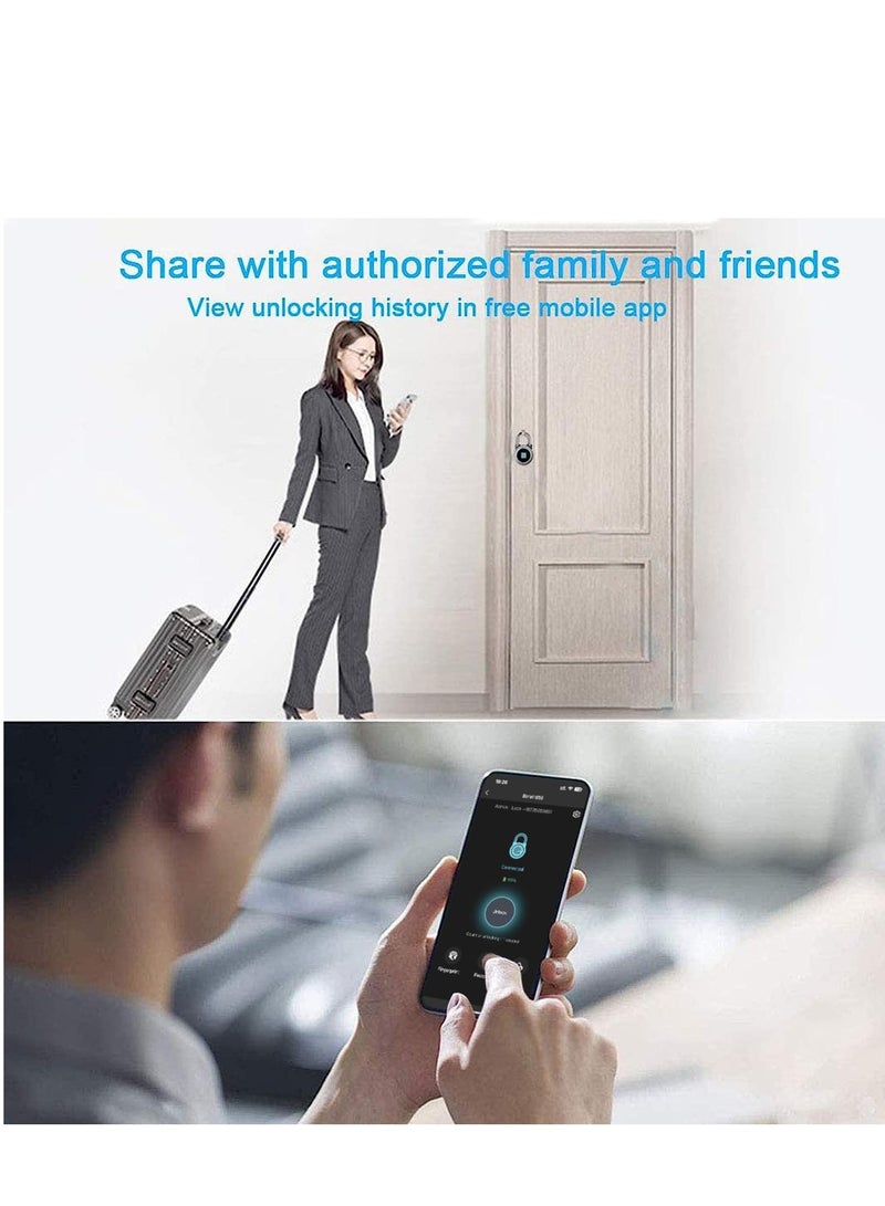 Fingerprint Padlock, Bluetooth Lock, Mobile APP, MEGAFEIS Smart Padlock with Keyless Biometric, Water Resistant, Suitable for Gym, Sports, Bike, School, Locker and Storage(Grey) - Image 5