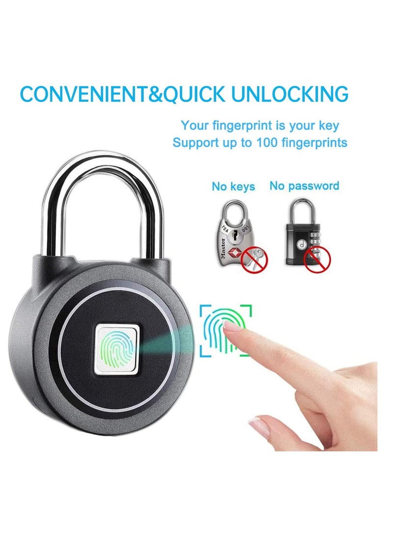 Fingerprint Padlock, Bluetooth Lock, Mobile APP, MEGAFEIS Smart Padlock with Keyless Biometric, Water Resistant, Suitable for Gym, Sports, Bike, School, Locker and Storage(Grey) - Image 3