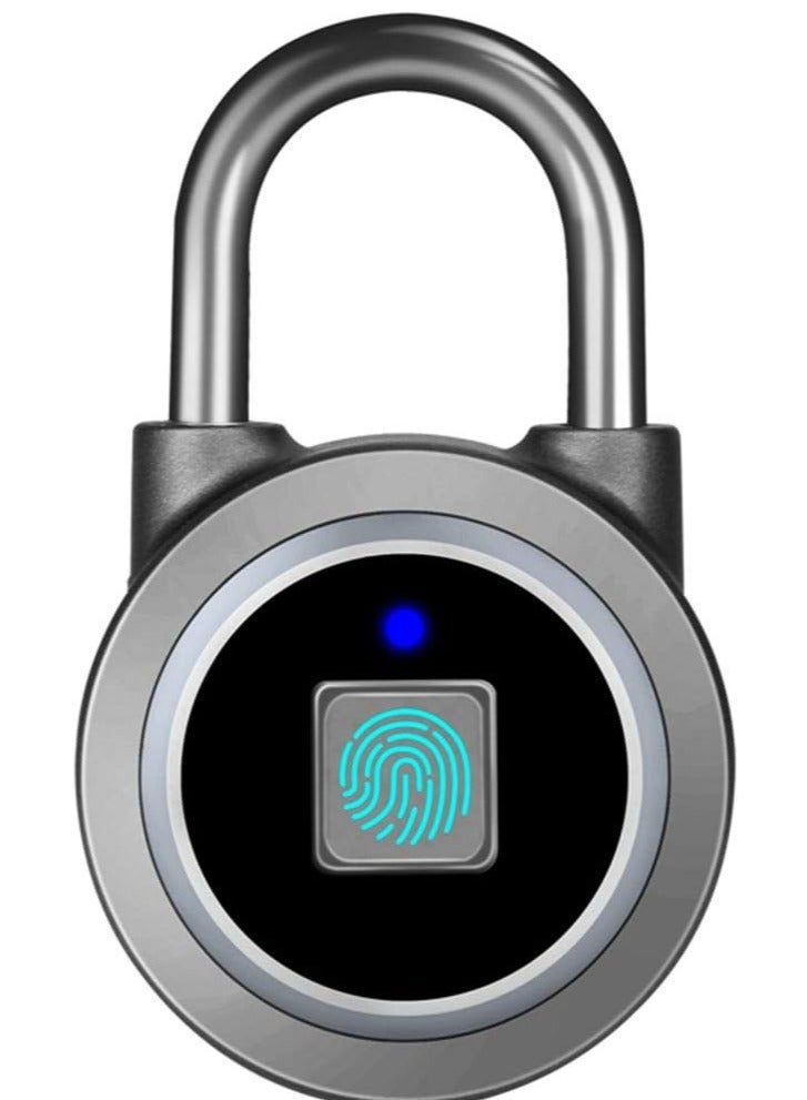 Fingerprint Padlock, Bluetooth Lock, Mobile APP, MEGAFEIS Smart Padlock with Keyless Biometric, Water Resistant, Suitable for Gym, Sports, Bike, School, Locker and Storage(Grey) - Image 1