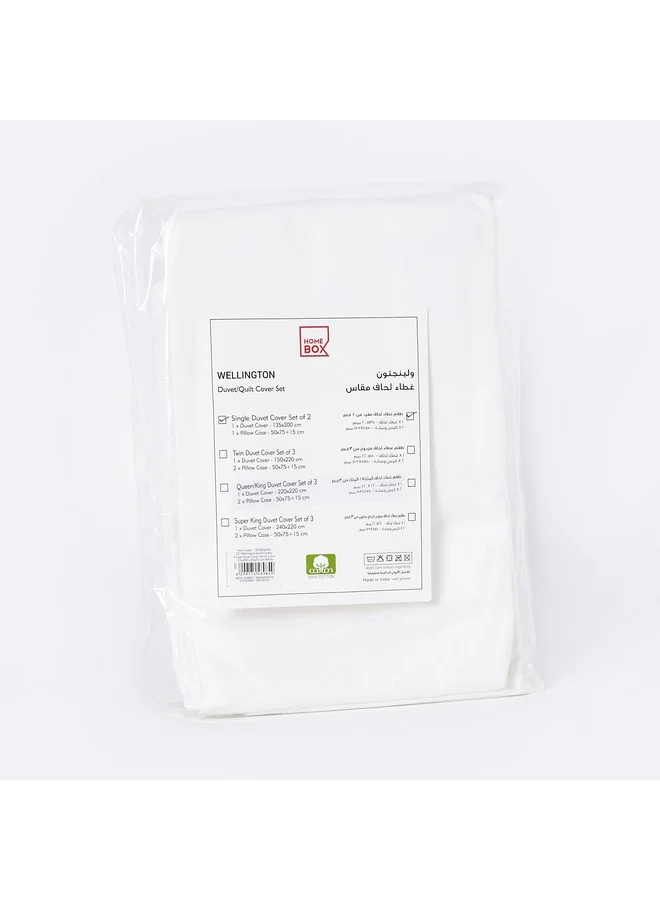 Home Box Ballina 2-Piece Solid Cotton Single Duvet Cover Set 220 x 135 cm